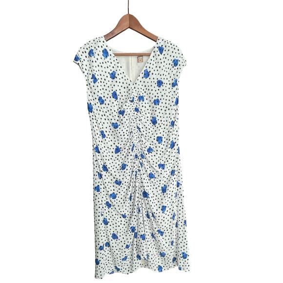 BOSS White Polka Dot Blue Desmala Dress Size US 8/M - Picture 2 of 8